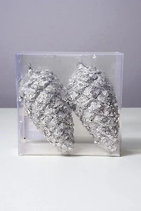 7" Glittered Pinecone - Silver
