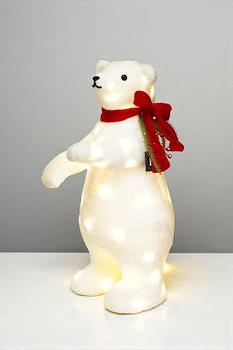 24" Bear w/Lights plug - White