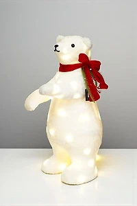 24" Bear w/Lights plug - White