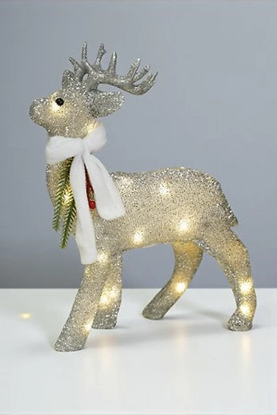 12" Reindeer w/Lights-Silver