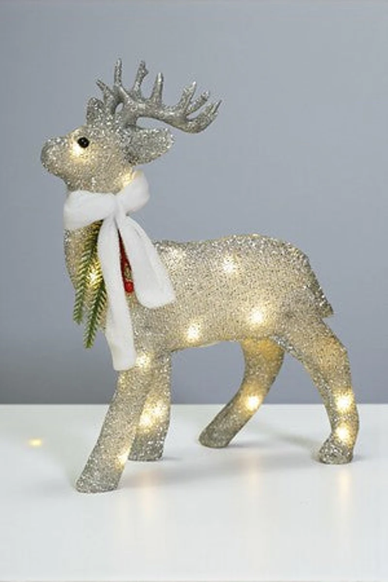 24" Reindeer w/Lights-Silver