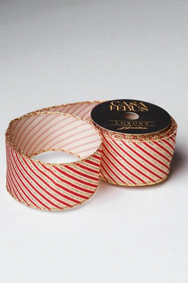 2.5" x 25 FT Ribbon Gold/Red Plain