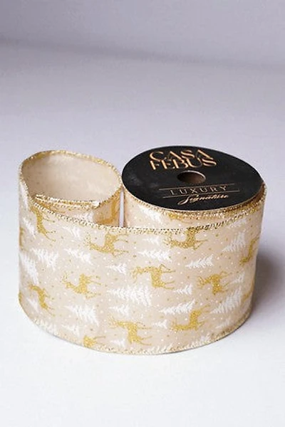 2.5" x 25 FT Ribbon Gold/White