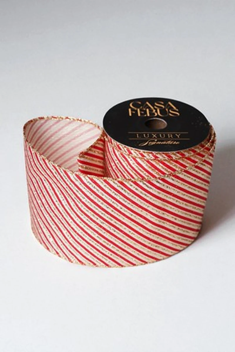 4" x 25 FT Ribbon Gold/Red Plain