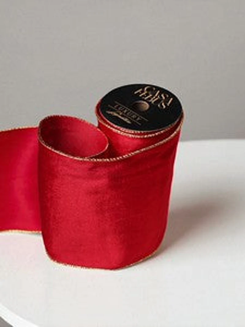 8" x 25 FT Ribbon Solid Red Without Gold Desing