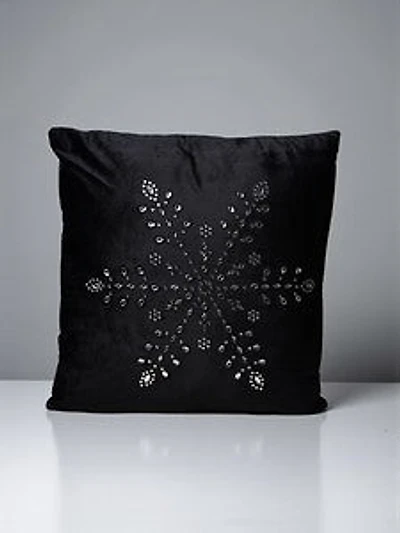 18" x 18" Snowflakes Beads on Black Cushion