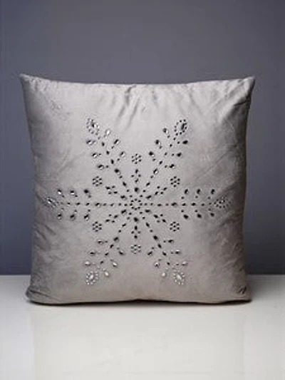 18" x 18" Snowflakes Beads on Grey Cushion