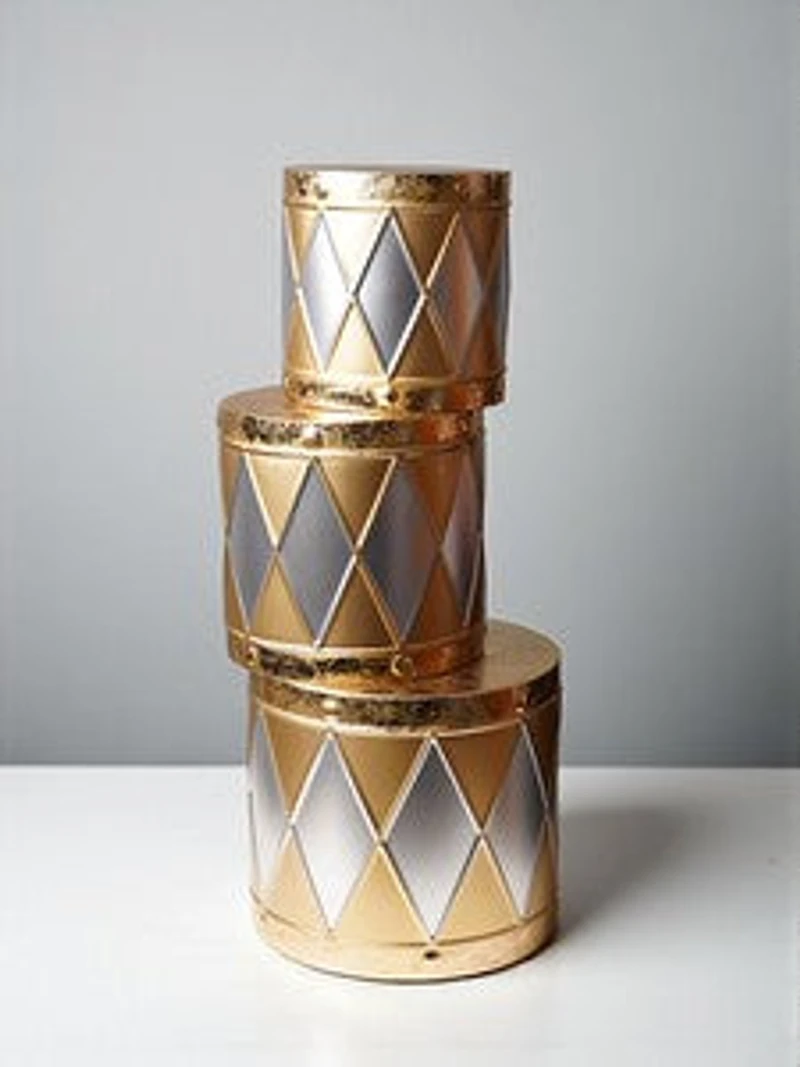 Metal Drum Silver/Gold 3pcs