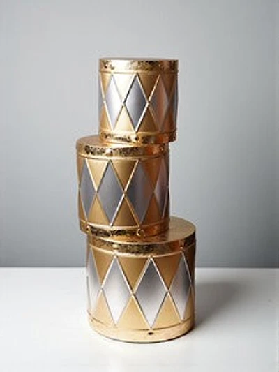 Metal Drum Silver/Gold 3pcs