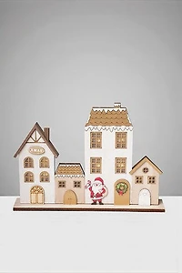 12"Houses Gold White