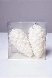 7" Glittered Pinecone - White Irid