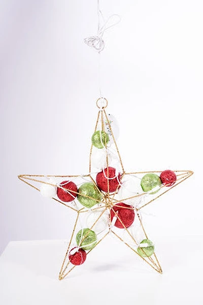 13" Wire Star W/Balls W/Plugs 30CM  10 Llights