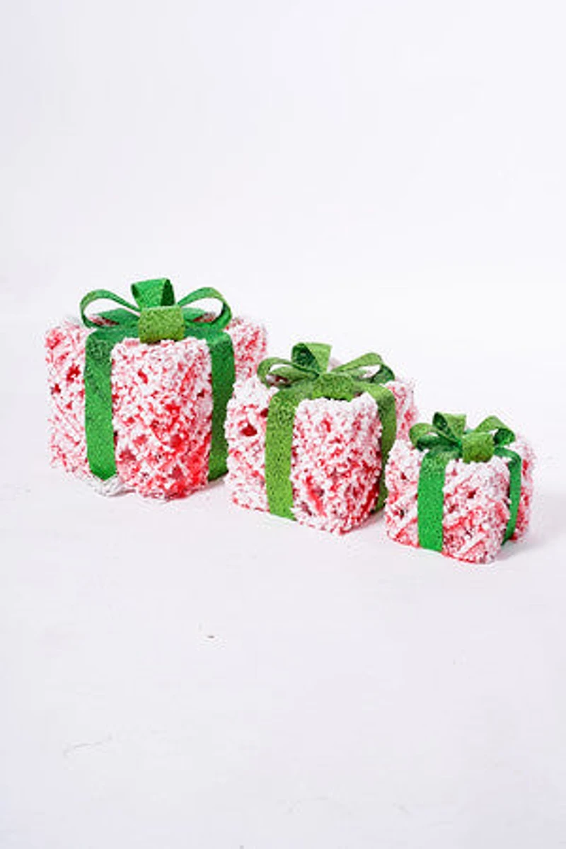 10" Set/3 Red/White Gifts W/Plugs