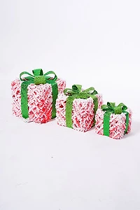 10" Set/3 Red/White Gifts W/Plugs