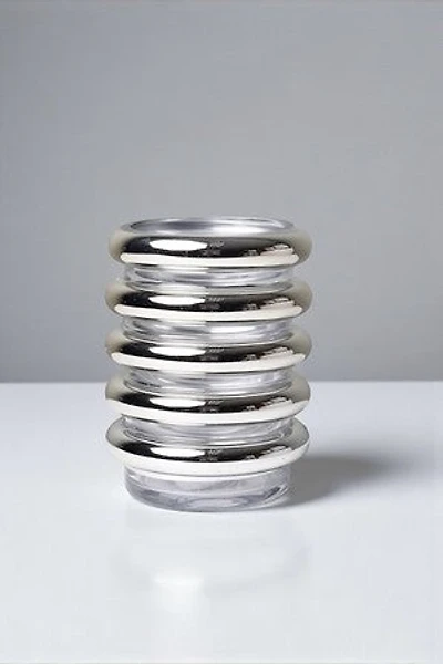 7" CLEAR GLASS VASE W/SILVER