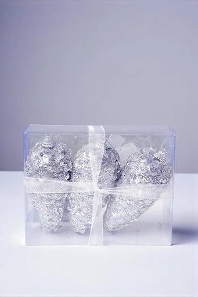 5 1/2" Glittered Pinecone - Silver