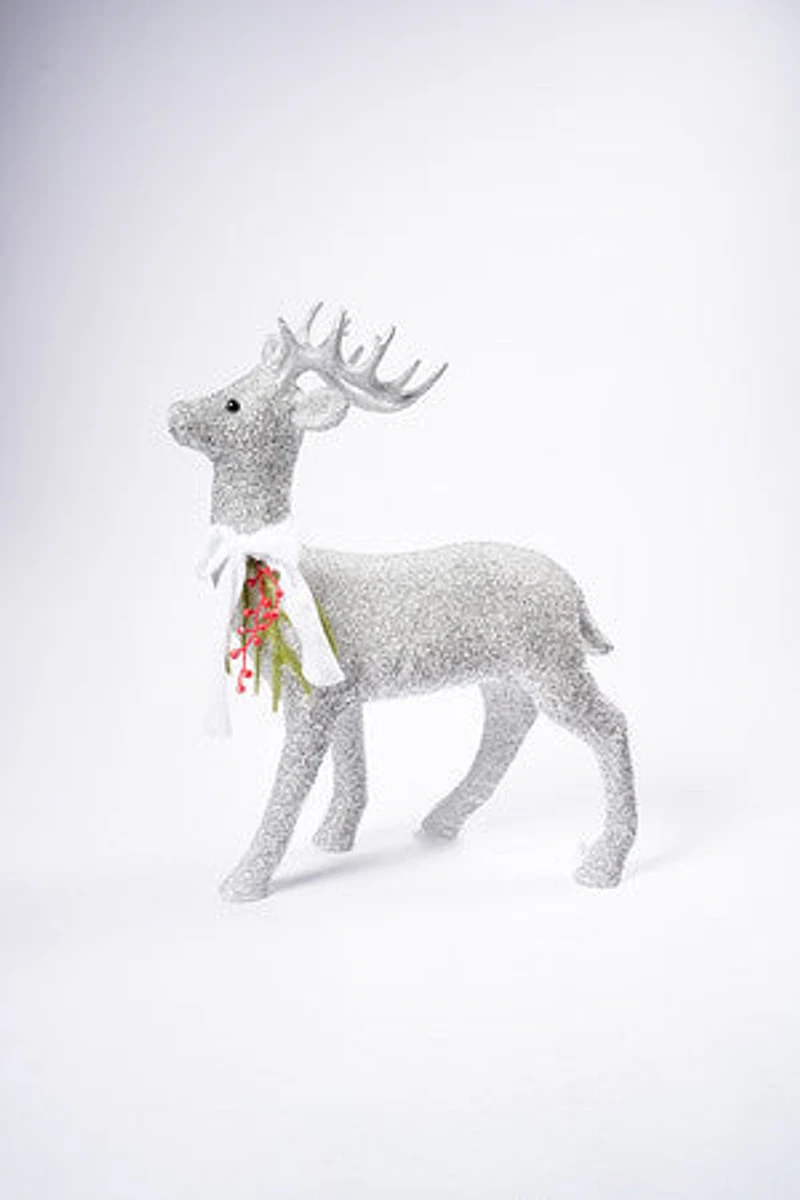 24" Reindeer w/Lights-Silver