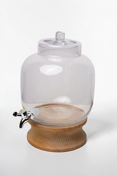 Beverage Dispenser on Pine Wood