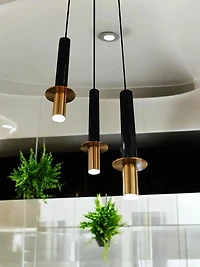 SET/3 BLACK CELLING COVER/BLACK MARBLE COLOR LAMP W/GOLD