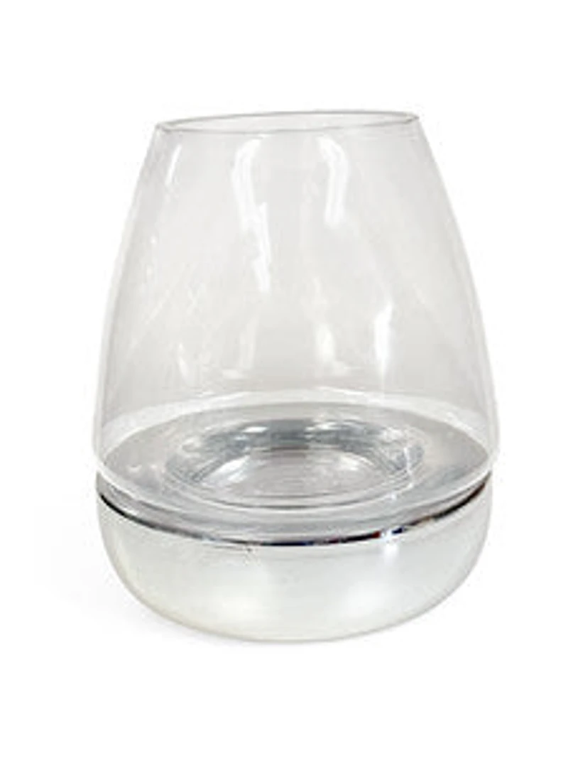" CLEAR/SILVER GLASS VASE SM