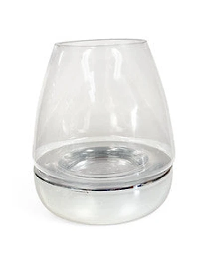 " CLEAR/SILVER  GLASS VASE SM