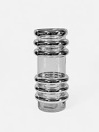 13" CLEAR GLASS VASE W/SILVER