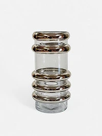 11" CLEAR GLASS VASE W/GOLD