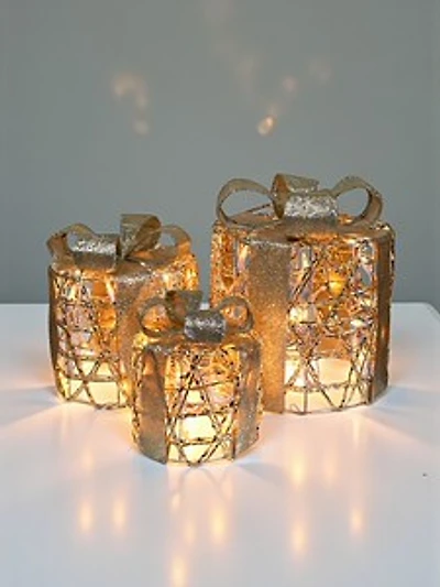 " Set/3 Round Gifts Gold W/Plugs