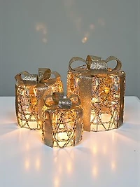 " Set/3 Round Gifts Gold W/Plugs