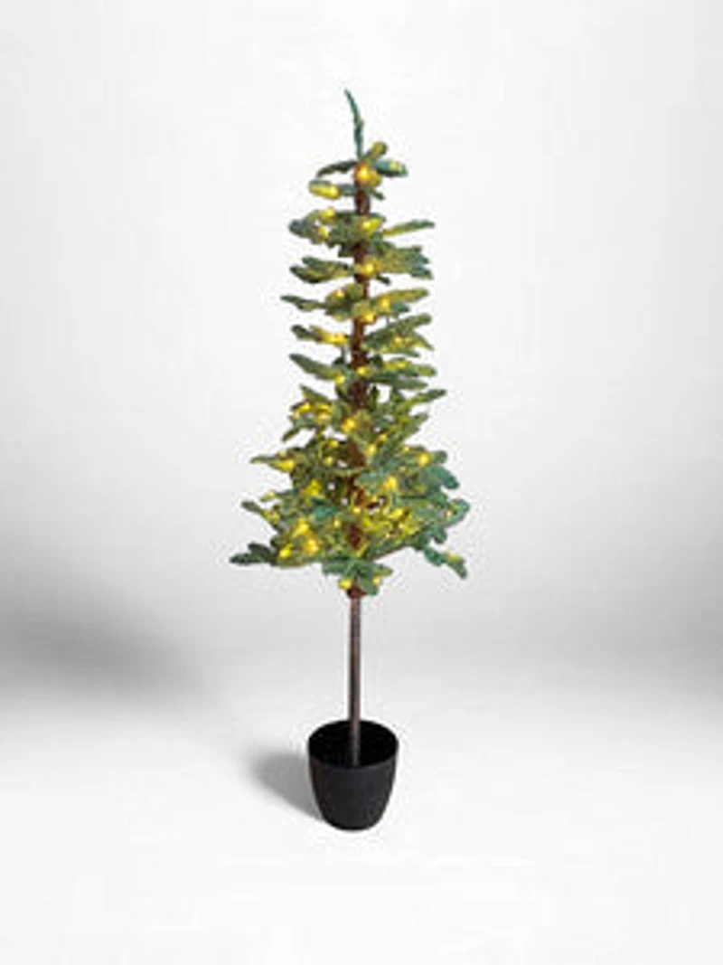5' Christmas w/Black Pot Tree 80 Lights Clear