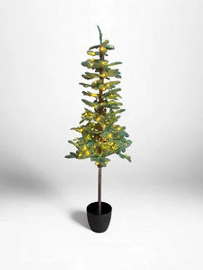 5' Christmas w/Black Pot Tree 80 Lights Clear