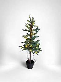 4' Christmas w/Black Pot Tree 50 Lights Clear