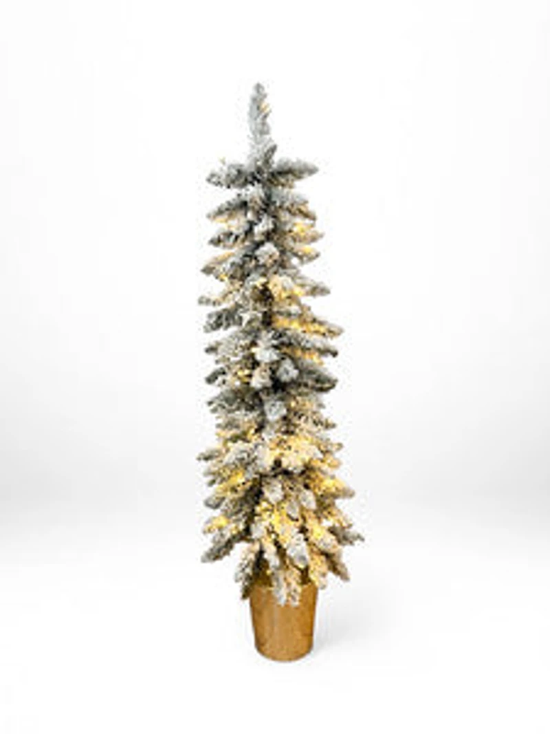 4' Christmas w/Silver Pot Tree 80 Lights Clear