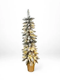4' Christmas w/Silver  Pot Tree 80 Lights Clear