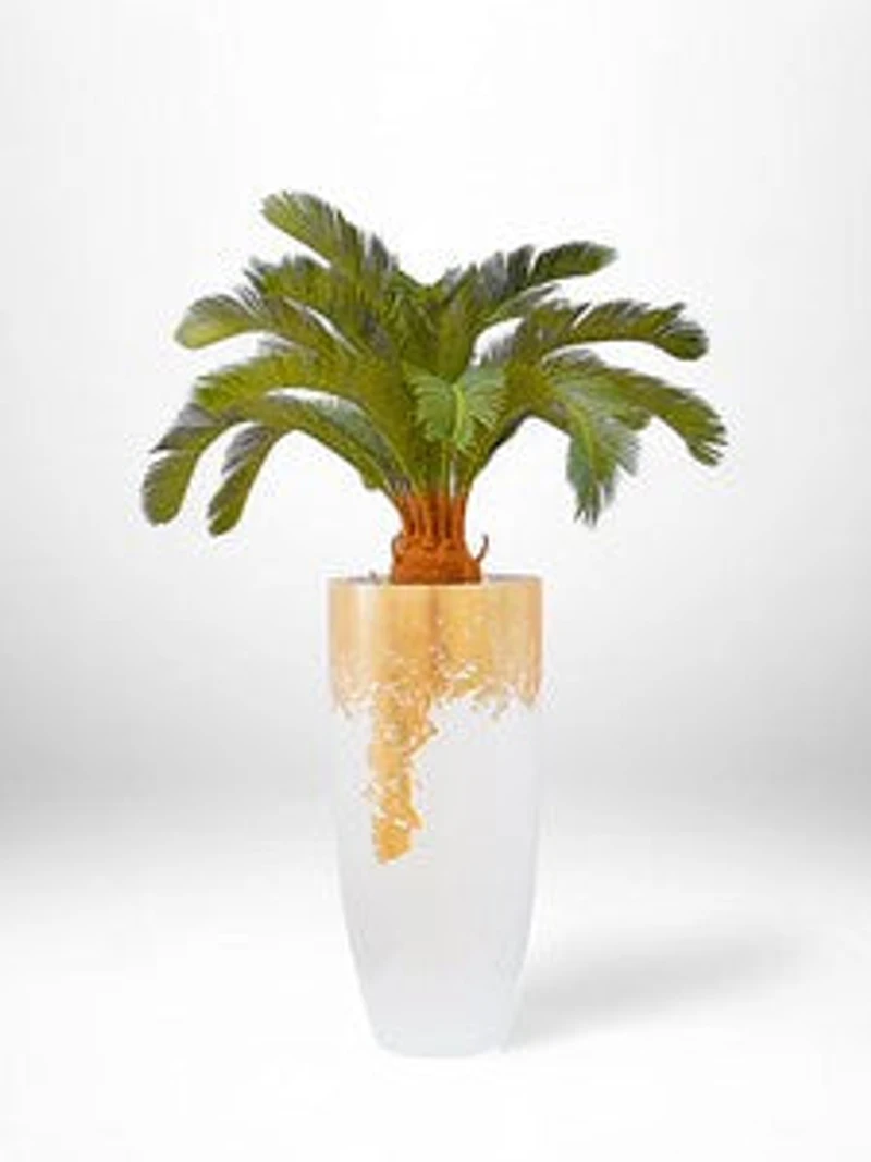 30" VASE WHITE/GOLD