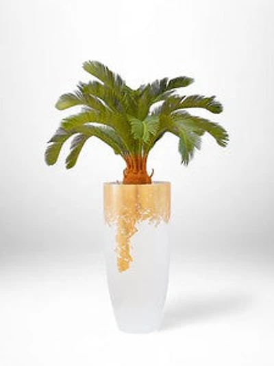 30" VASE WHITE/GOLD