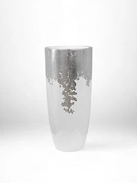 36" VASE WHITE/SILVER