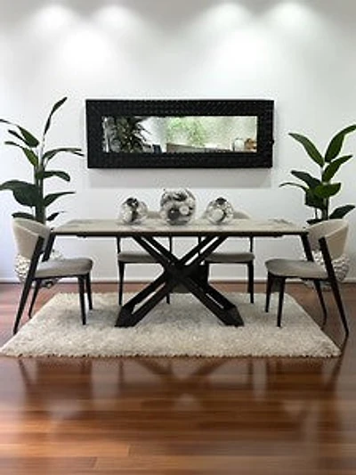 71" Dinning Table Black Metal Legs