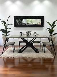 71" Dinning Table Black Metal Legs