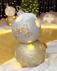 27" Magnesia Xmas Ball Gold at Bottom/Silver w/10Led Light Plug