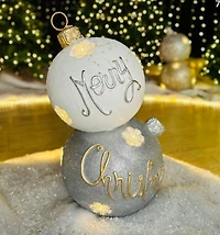 27" Magnesia Xmas Ball White/Silver w/10Led Lights Plug