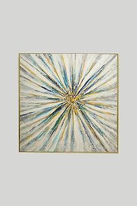 39" X 39" BLUE STAR GOLD FOIL/GOLD FRAME