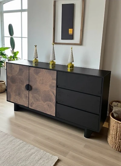 63" Buffet Wood/Black