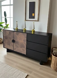 63" Buffet Wood/Black