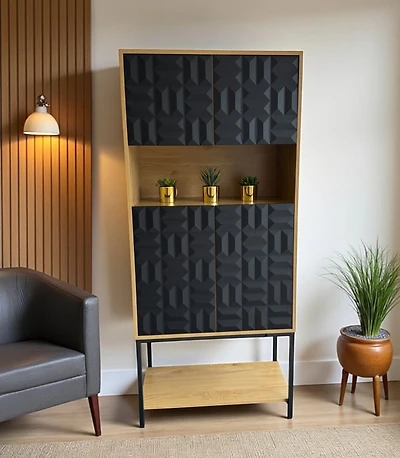 30" Buffet Wood/Black
