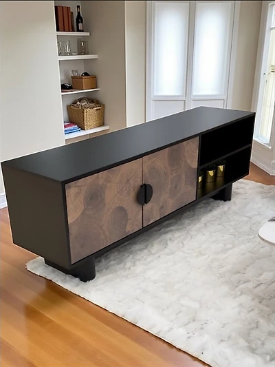 63" TV Center Wood/Black