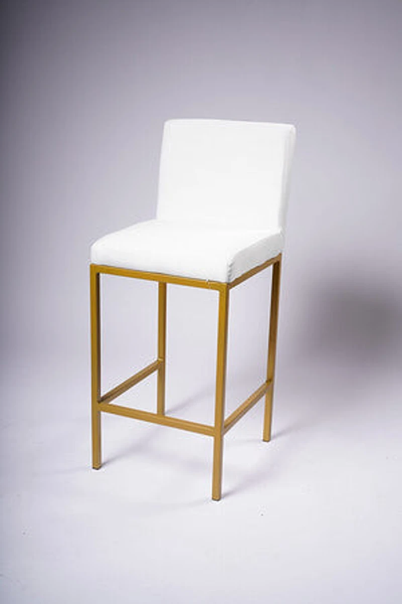 Modern Bar Stool- White/Matte Gold