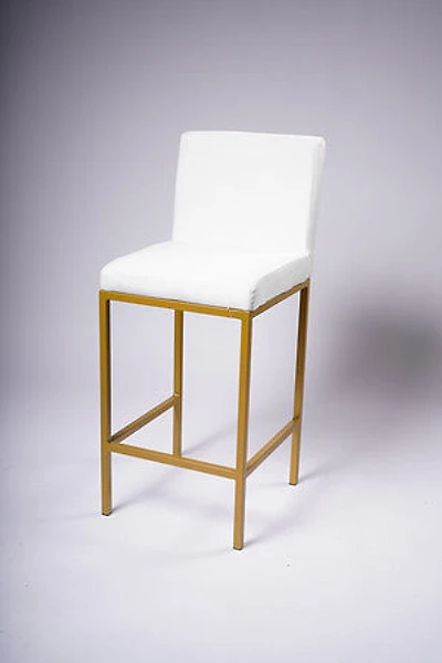 Modern Bar Stool- White/Matte Gold