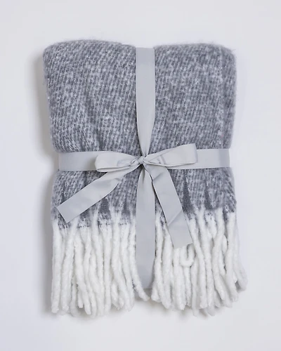 50"x 60" Fluffy Throw Blanket Gray/White