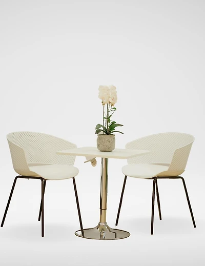Bar Table Square Solid White Color - Adjustable